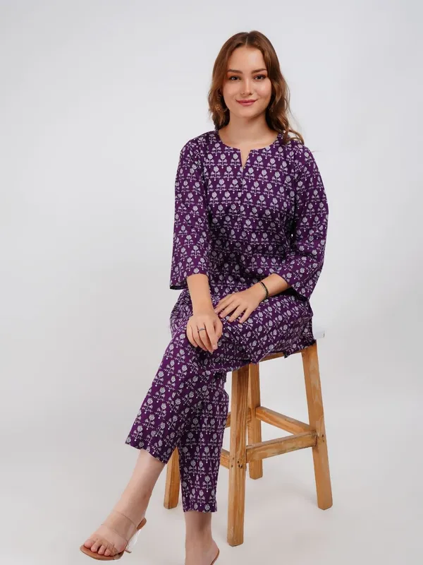 Purple_Printed_Cotton_Co-Ord_set