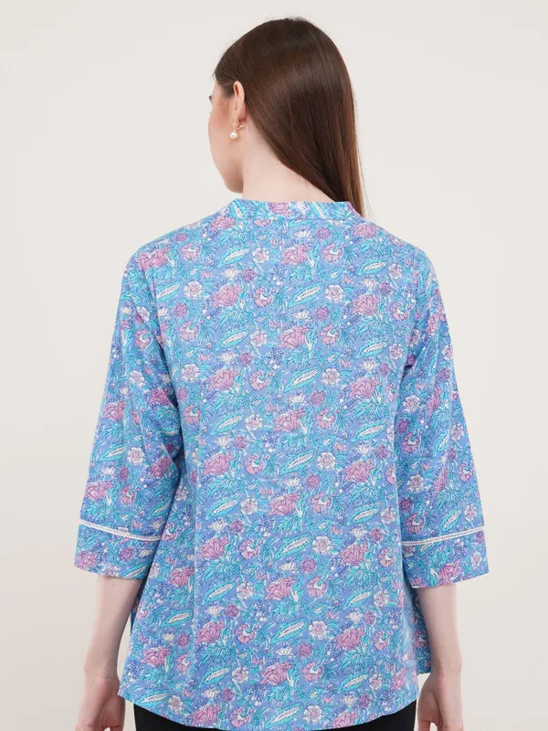 Blue_Floral_print_Cotton_Ethnic_Top
