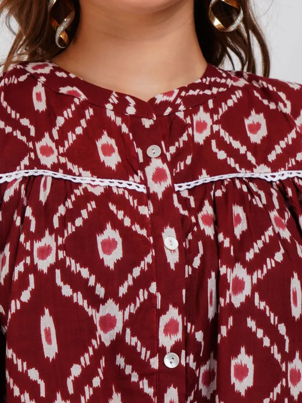 Brown_Lace_Work_Printed_Cotton_Top