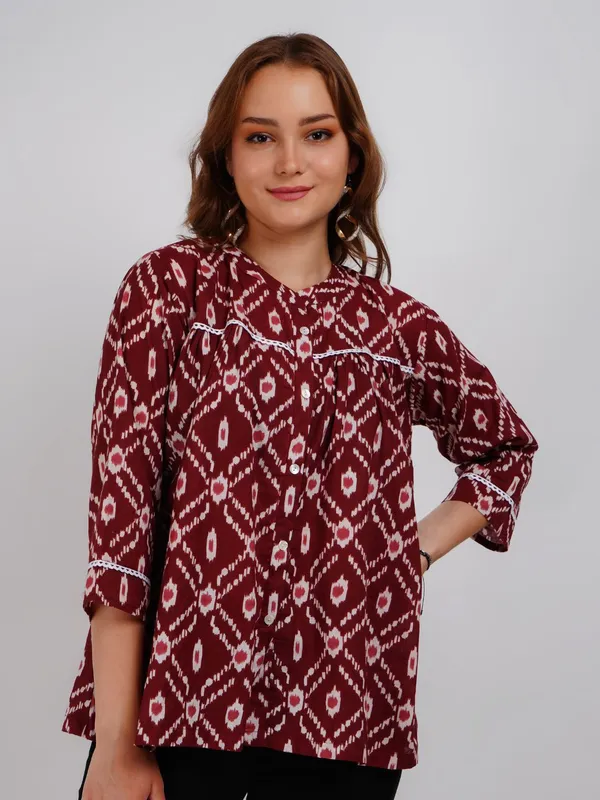Brown_Lace_Work_Printed_Cotton_Top