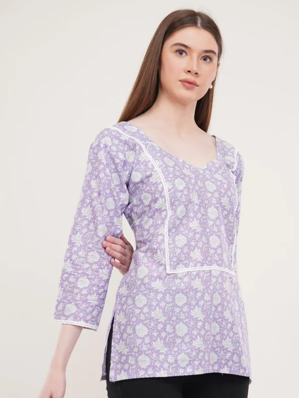 Lavender_Floral_print_Cotton_Tunic