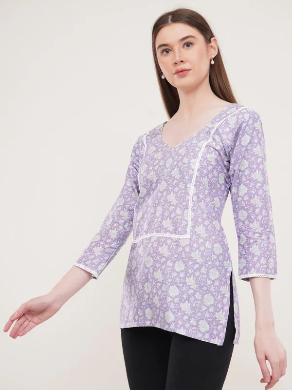 Lavender_Floral_print_Cotton_Tunic