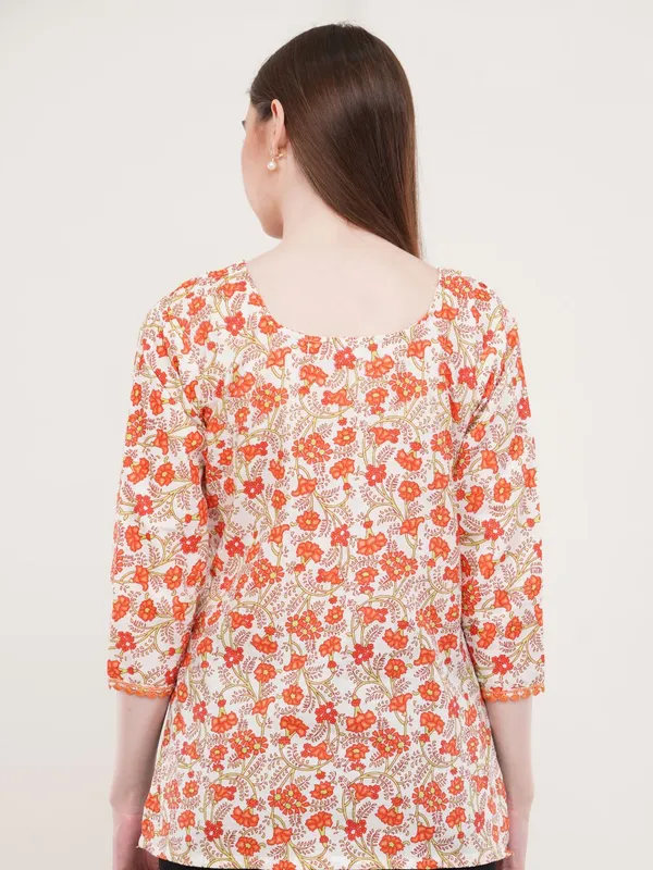 Orange_Floral_Print_Cotton_Tunic