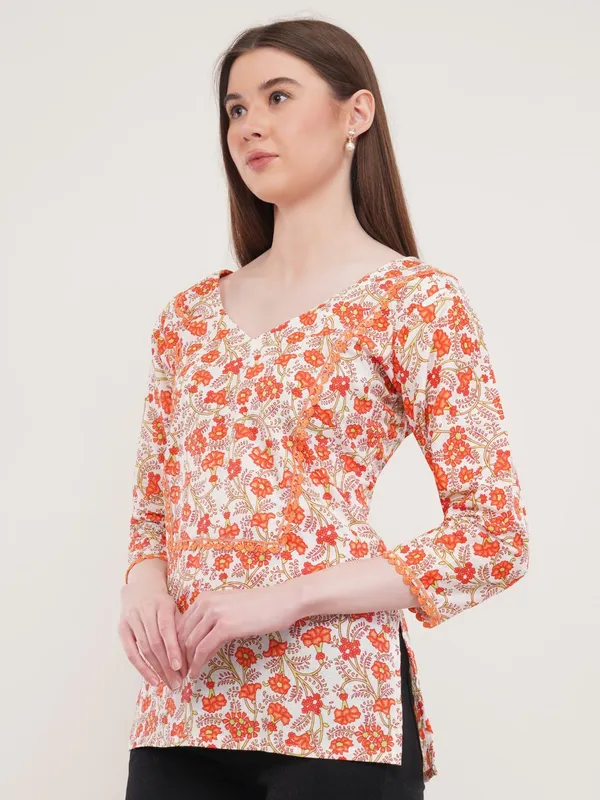 Orange_Floral_Print_Cotton_Tunic