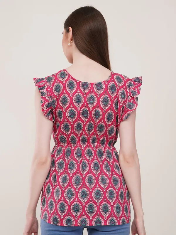 Pink_Printed_Cotton_Flared_Top
