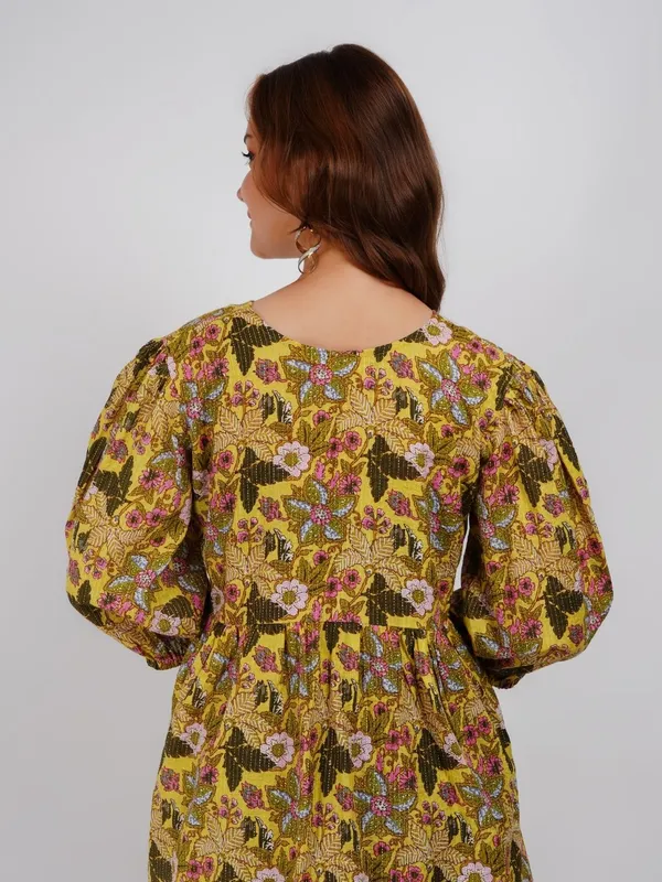 Yellow_Floral_printed_A-Line_Top