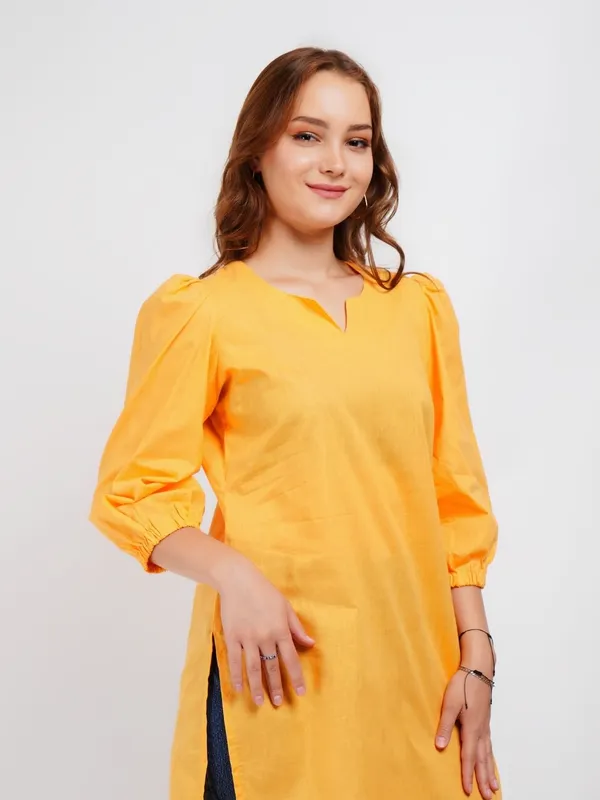 Yellow_Solid_Cotton_Tunic