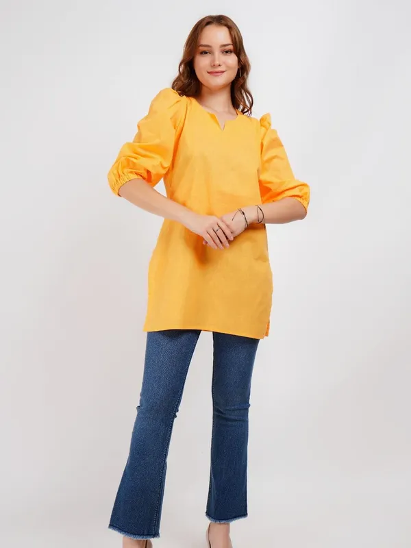 Yellow_Solid_Cotton_Tunic