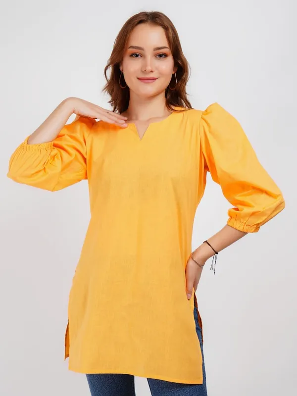 Yellow_Solid_Cotton_Tunic