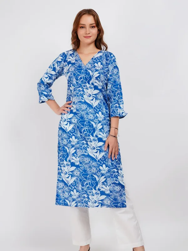 Blue_Printed_Ruffeled_Sleeve_Straight_Kurta