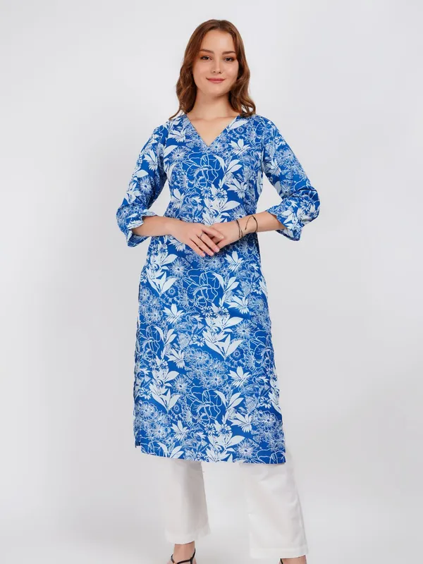 Blue_Printed_Ruffeled_Sleeve_Straight_Kurta