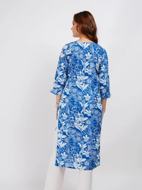 Blue_Printed_Ruffeled_Sleeve_Straight_Kurta