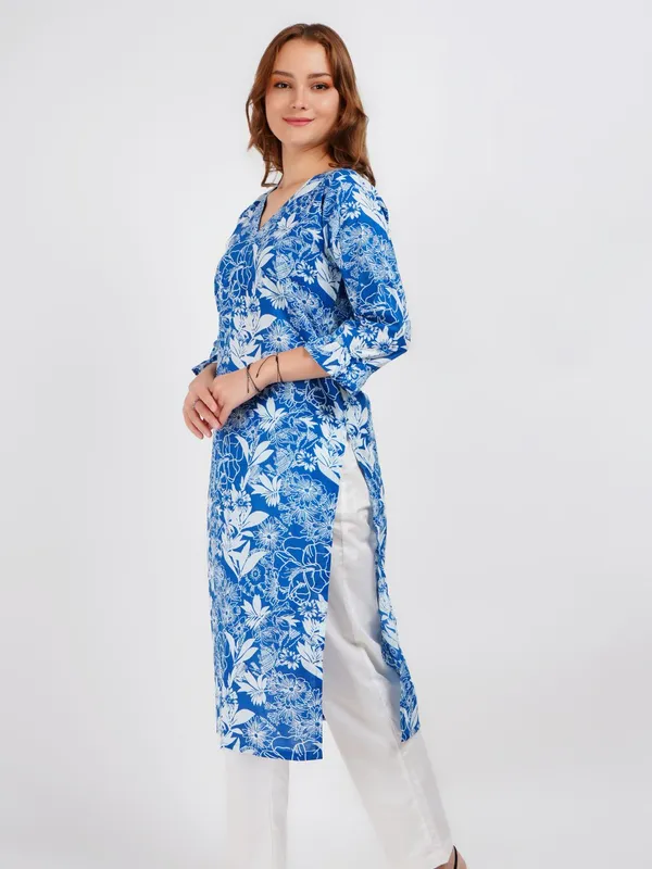 Blue_Printed_Ruffeled_Sleeve_Straight_Kurta