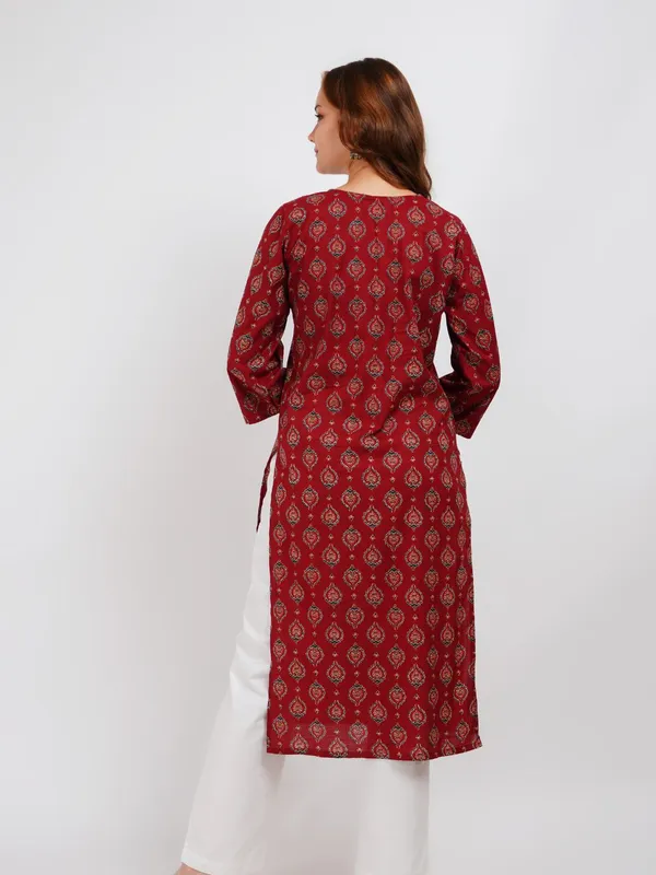 Maroon_Printed_Cotton_Kurta