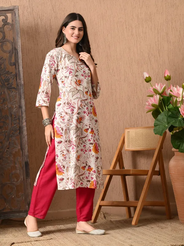 White_Printed_Cotton_Kurta