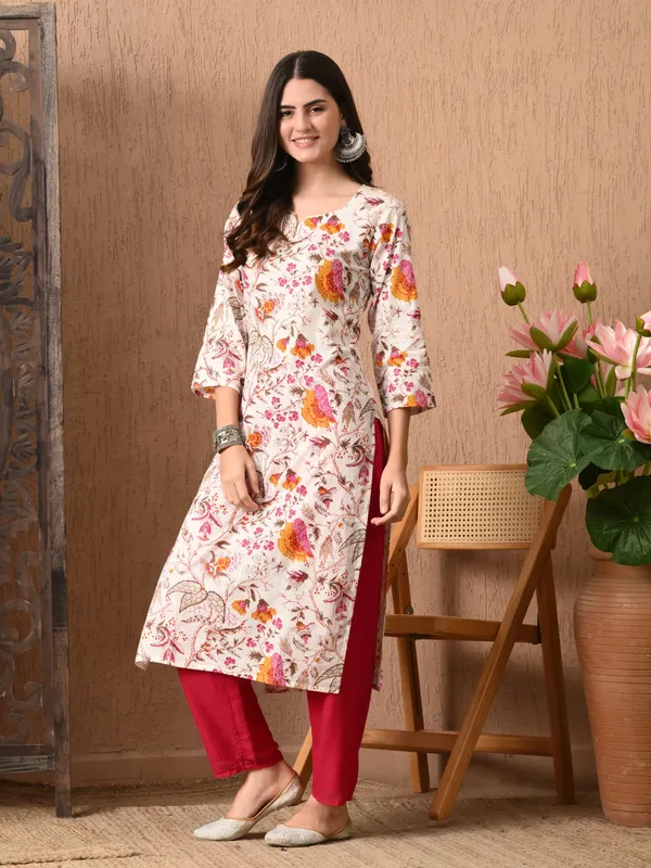 White_Printed_Cotton_Kurta