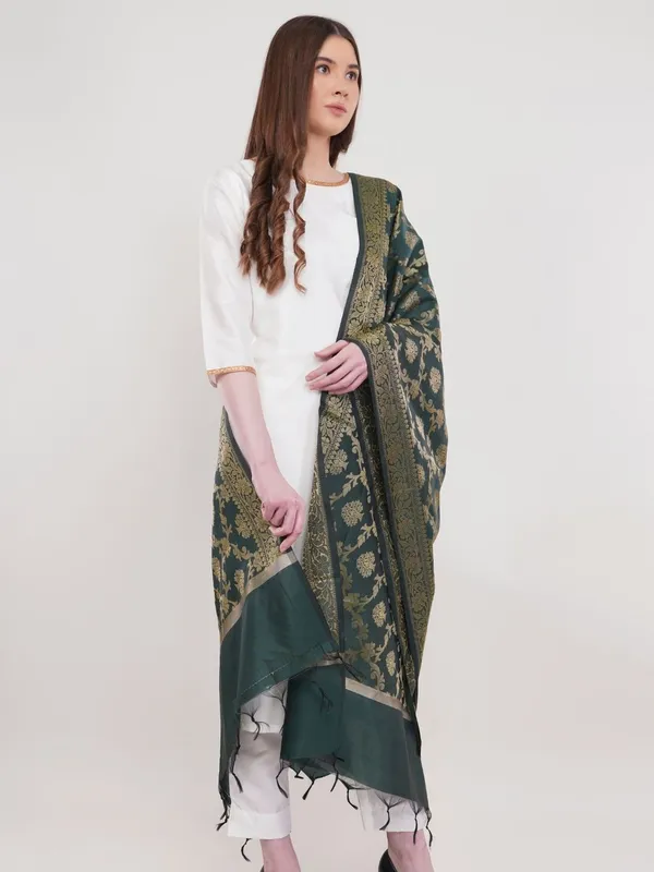Green_Woven_Design_Banarasi_Silk_Dupatta