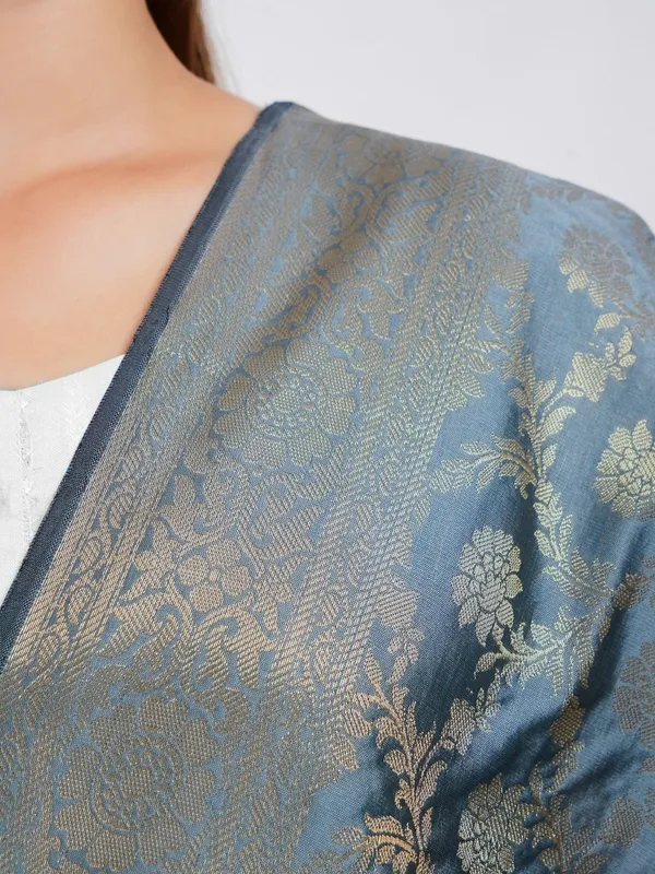 Grey_Woven_Design_Banarasi_Silk_Dupatta