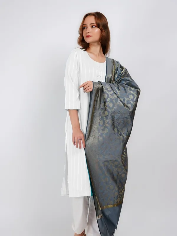Grey_Woven_Design_Banarasi_Silk_Dupatta