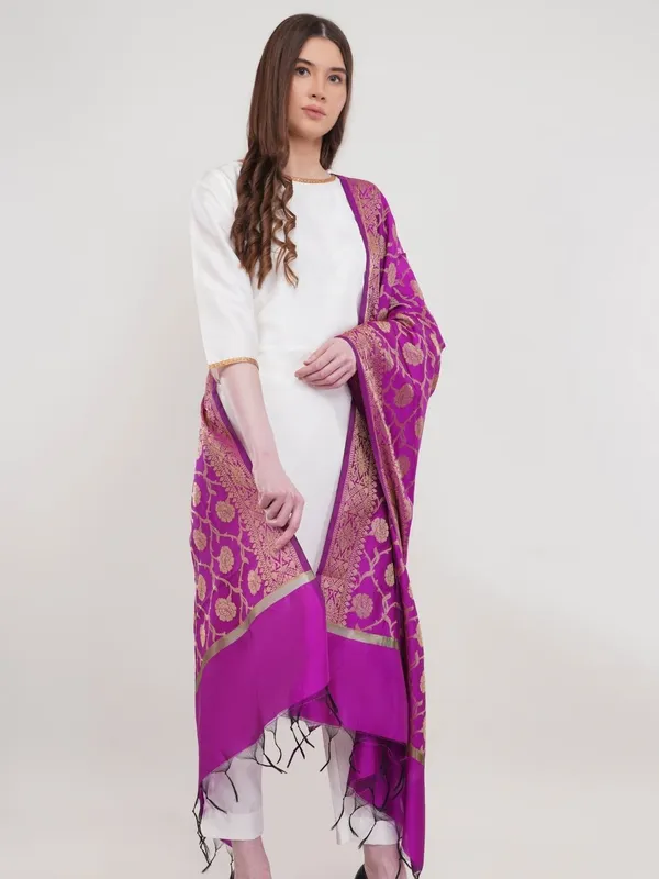 Purple_Woven_Design_Banarasi_Silk_Dupatta