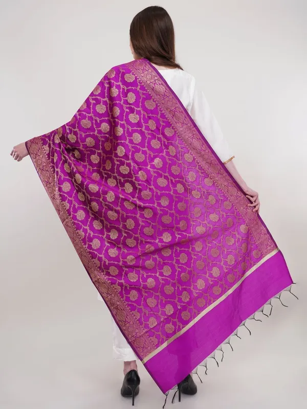 Purple_Woven_Design_Banarasi_Silk_Dupatta