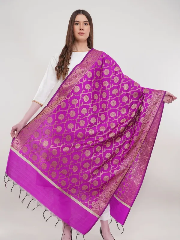 Purple_Woven_Design_Banarasi_Silk_Dupatta