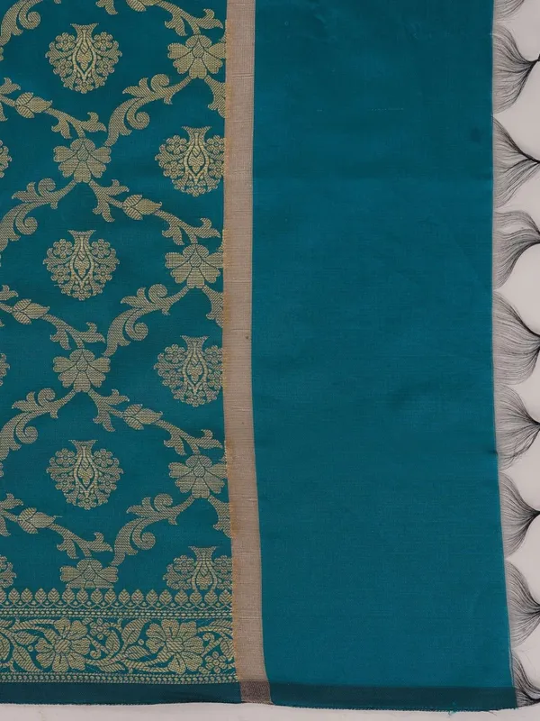 Teal_Woven_Design_Banarasi_Silk_Dupatta
