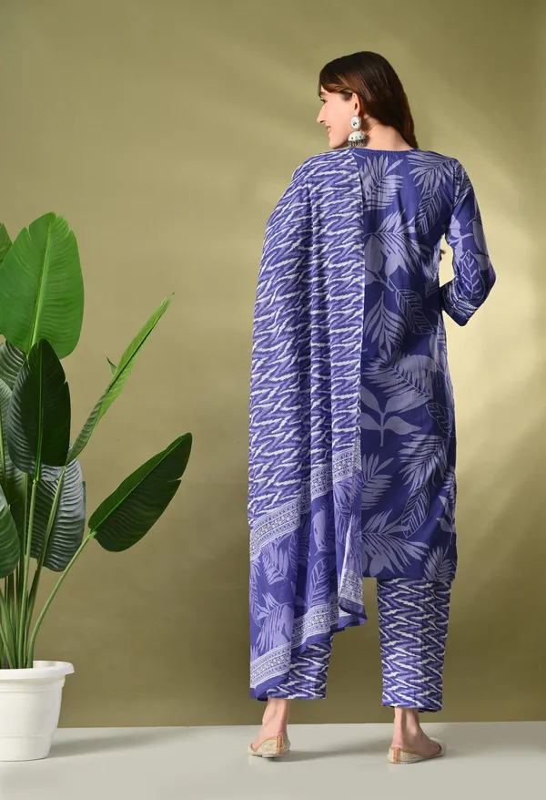 Purple_Floral_V-Neck_Kurta_Sets_With_Dupatta_For_Women