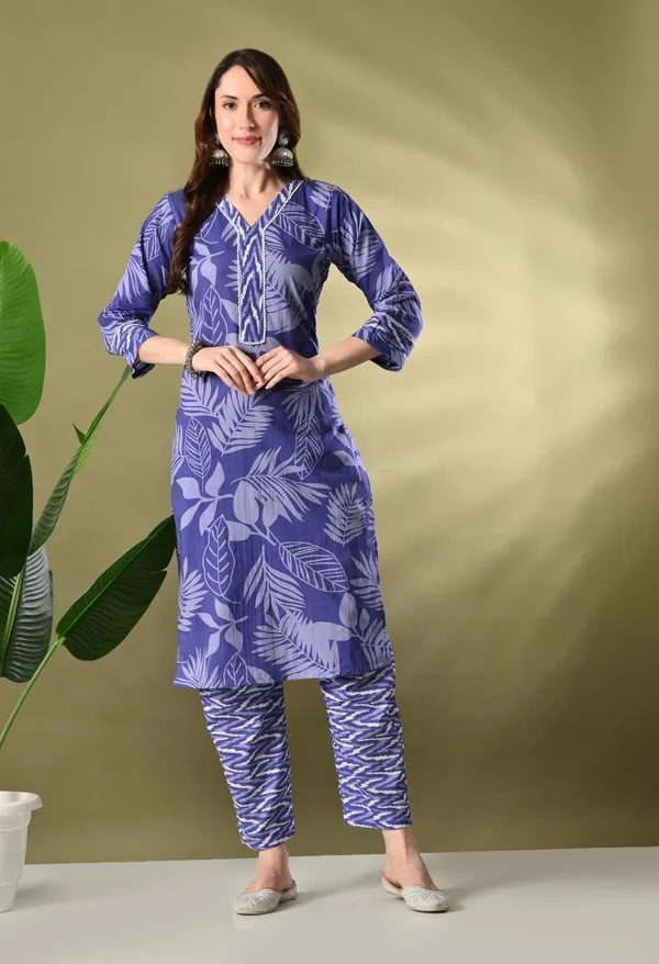 Purple_Floral_V-Neck_Kurta_Sets_With_Dupatta_For_Women