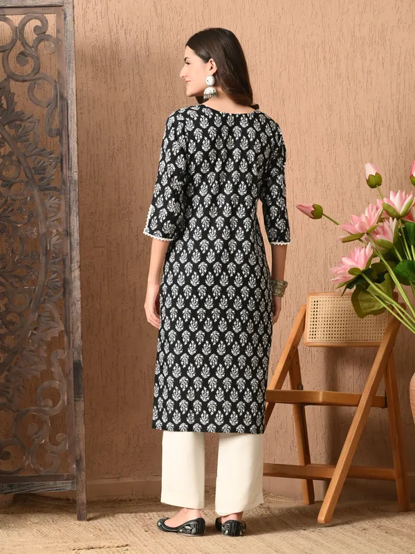Black_Printed_Straight_Cotton_Kurta