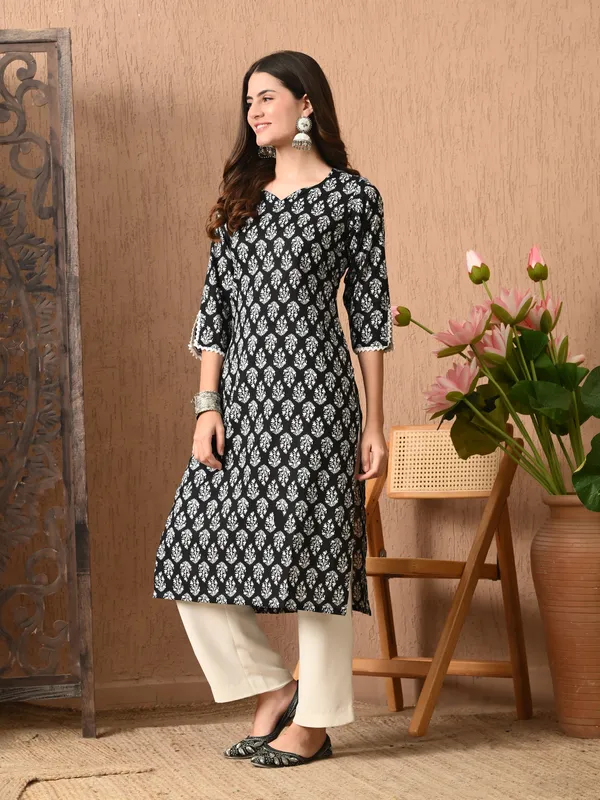 Black_Printed_Straight_Cotton_Kurta