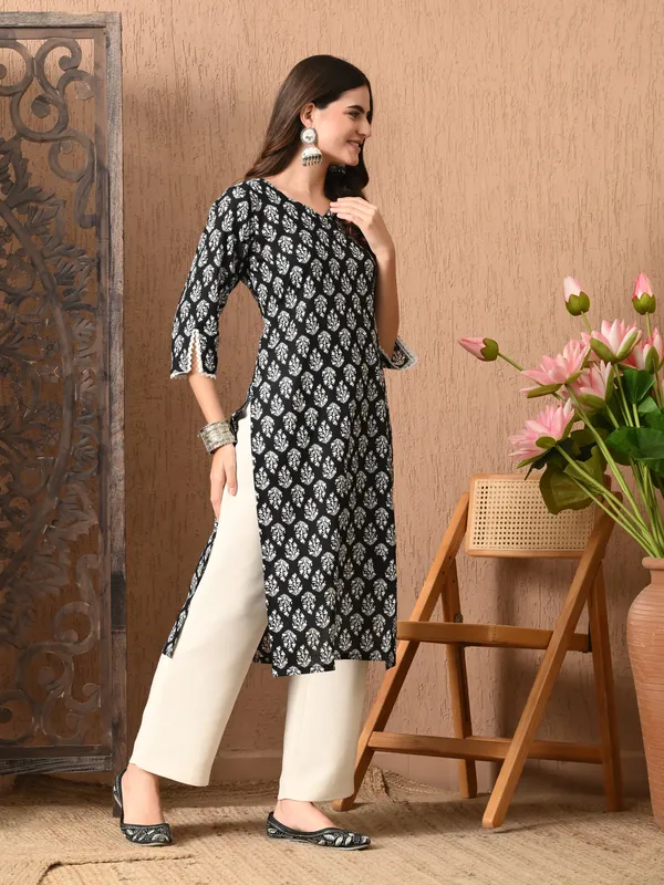 Black_Printed_Straight_Cotton_Kurta