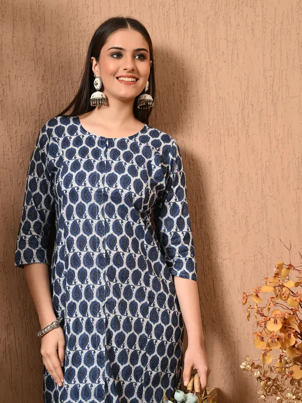 Blue_Kairi_Print_Cotton_Kurta