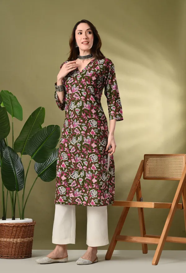Green_Floarl_Print_Sequence_Work_Kurta