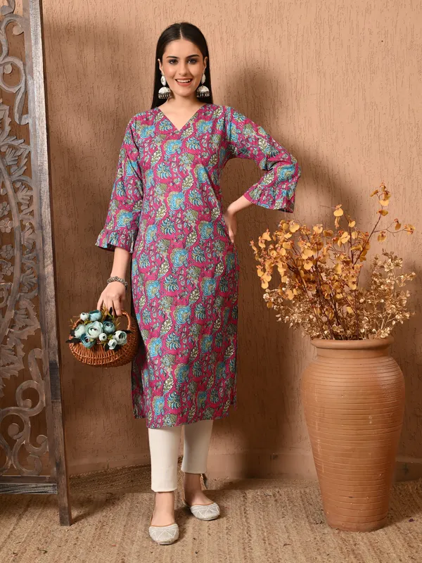 Pink_Floral_print_Cotton_Kurta