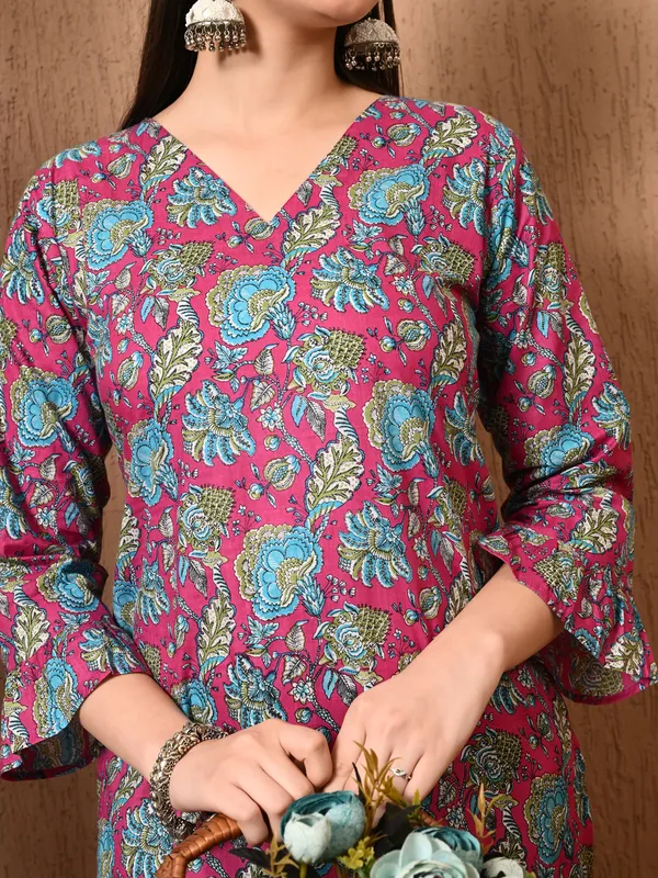 Pink_Floral_print_Cotton_Kurta