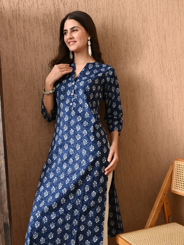 Indigo_Blue_Printed_Cotton_Kurta