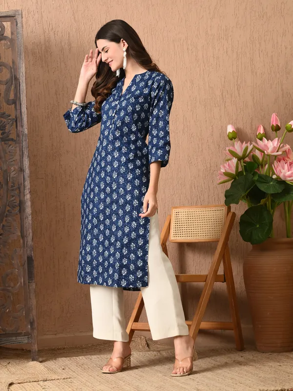 Indigo_Blue_Printed_Cotton_Kurta