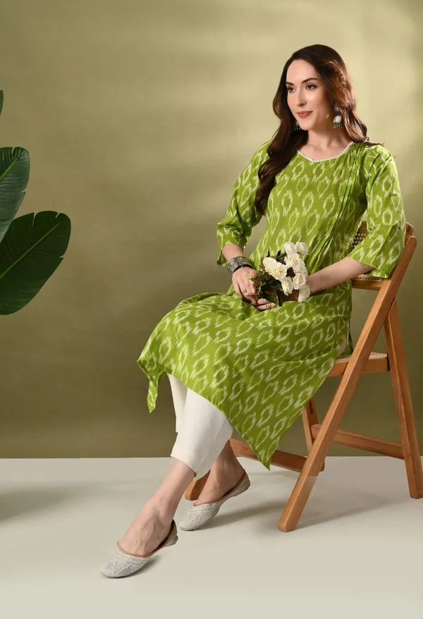 Green_Ikkat_Print_Cotton_Kurta