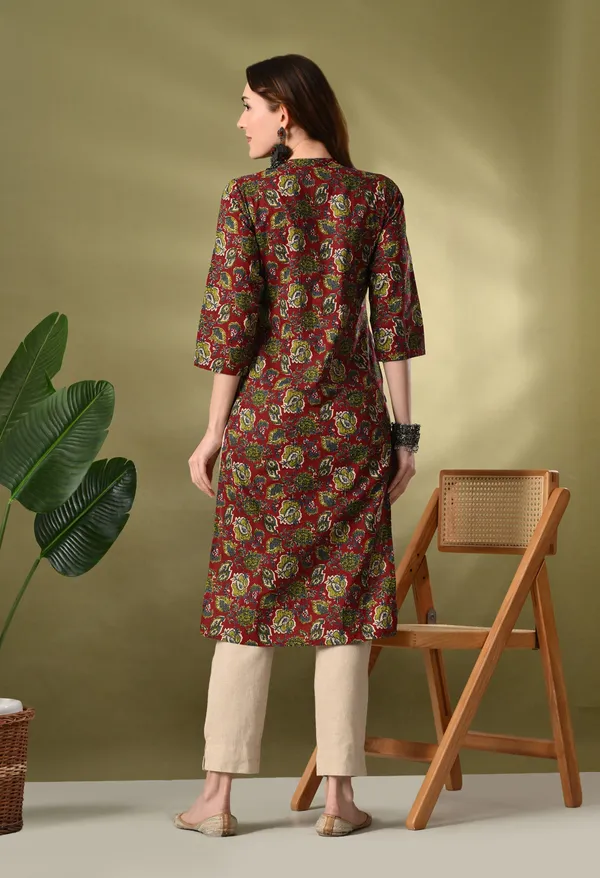 Maroon_Printed_Cotton_Straight_Kurta