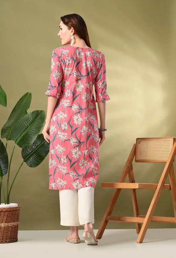 Peach_Printed_Straight_Cotton_Kurta