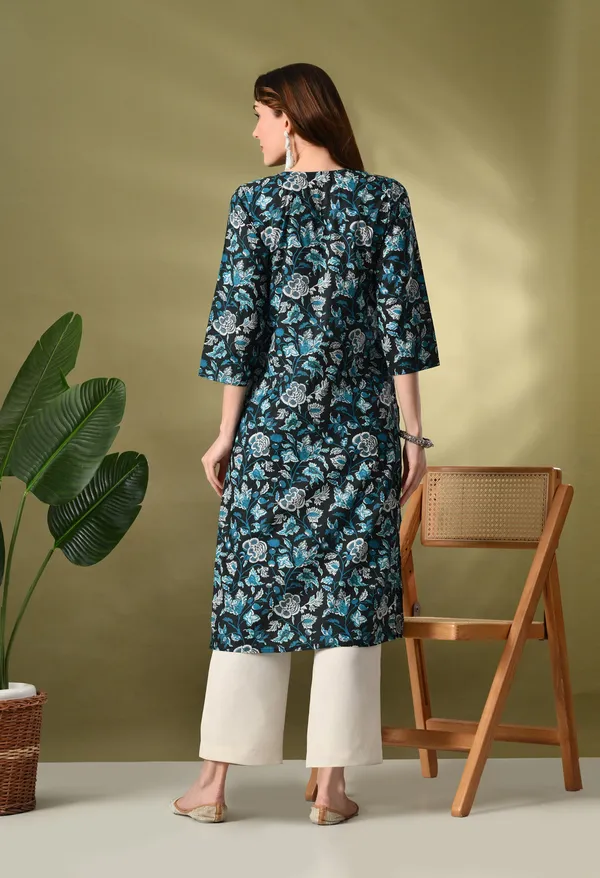 Deep_Blue_Printed_Cotton_Kurta