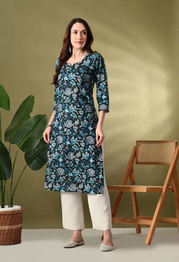Deep_Blue_Printed_Cotton_Kurta