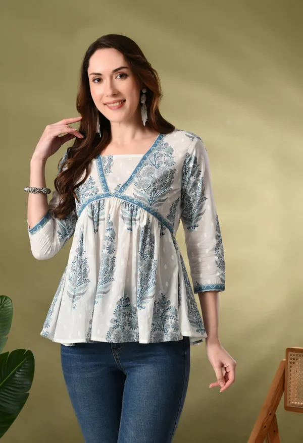 White_Block_Print_Empire_Top