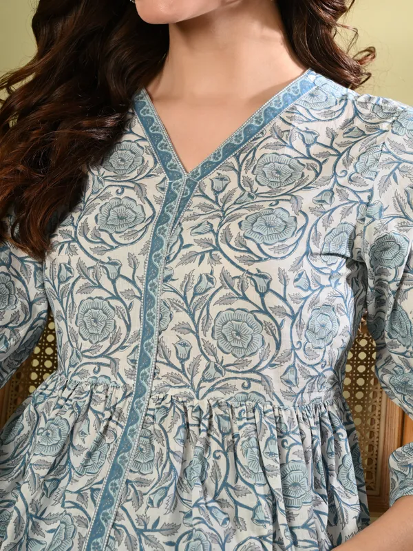 Blue_Printed_Flared_Cotton_Top