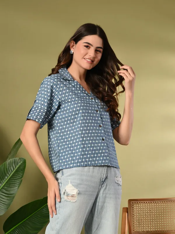 Blue_Printed_Cotton_Shirt_Style_Crop_Top