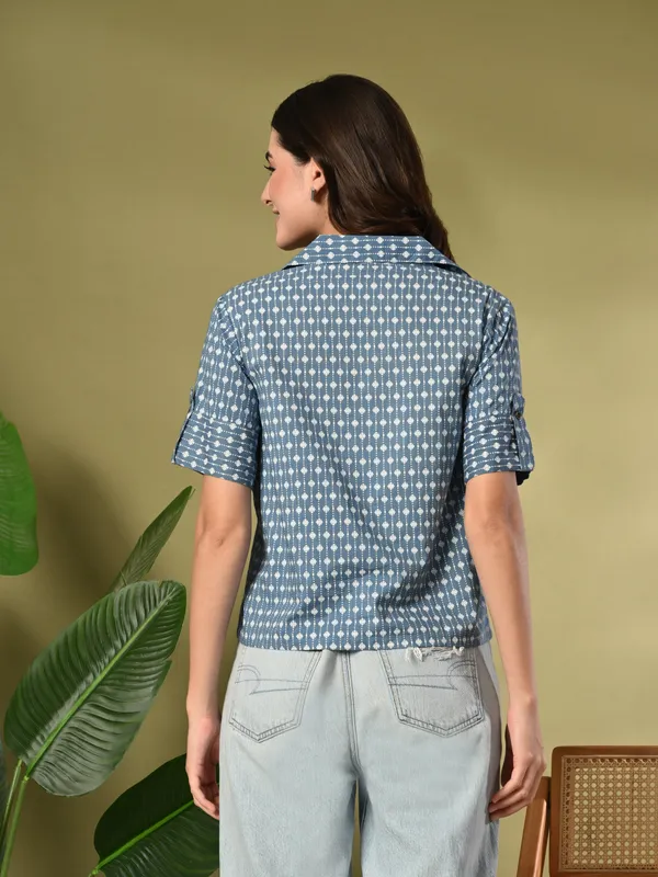 Blue_Printed_Cotton_Shirt_Style_Crop_Top