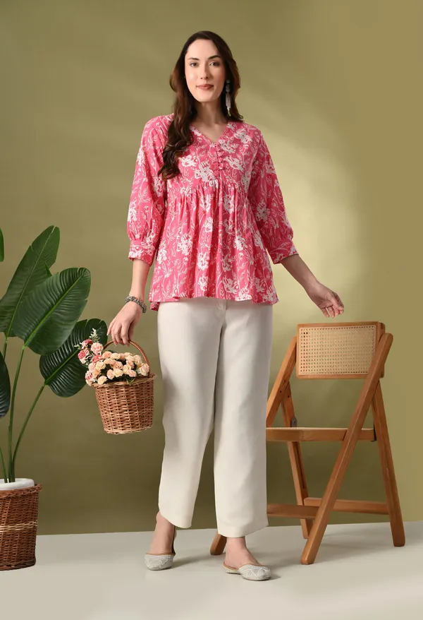 Pink_Floral_Print_Empire_Top