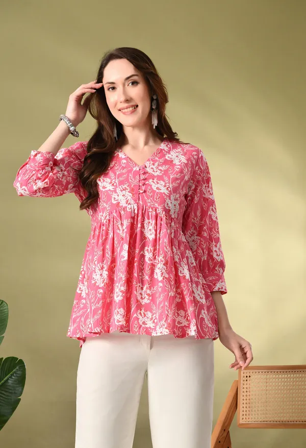 Pink_Floral_Print_Empire_Top