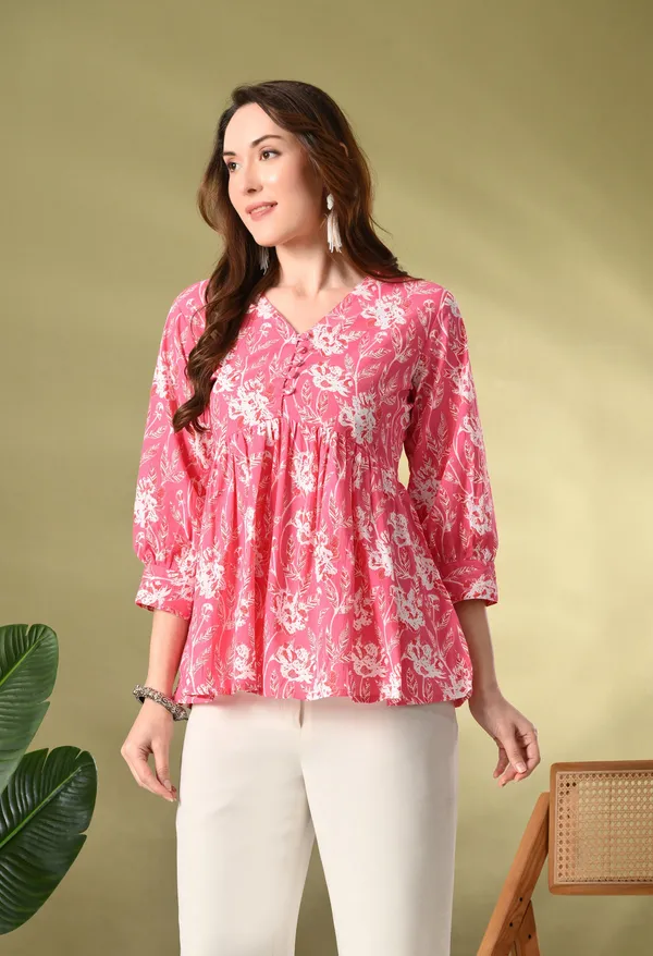 Pink_Floral_Print_Empire_Top